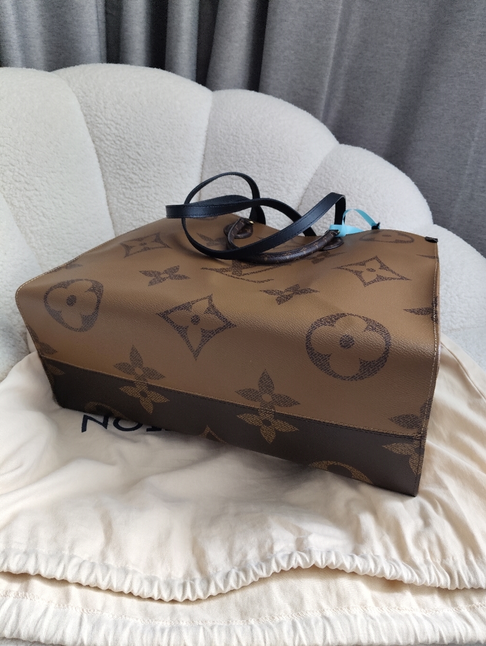 Louis Vuitton Monogram Canvas Tote with Red Interior and Black Straps - Picture 2 of 11